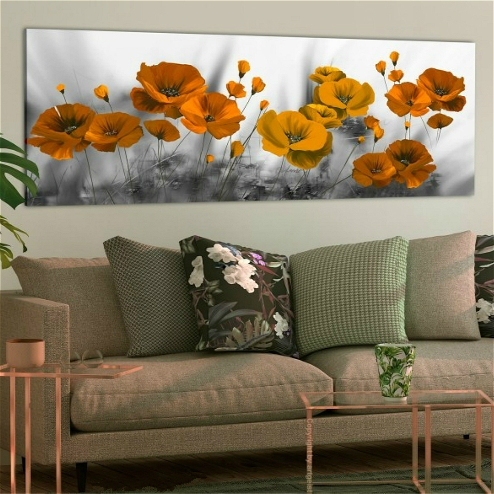 Waterproof Wall Art Flower Abstract Painting Print Canvas Nordic Poster Bathroom Color Flowers Home Decoration - 3