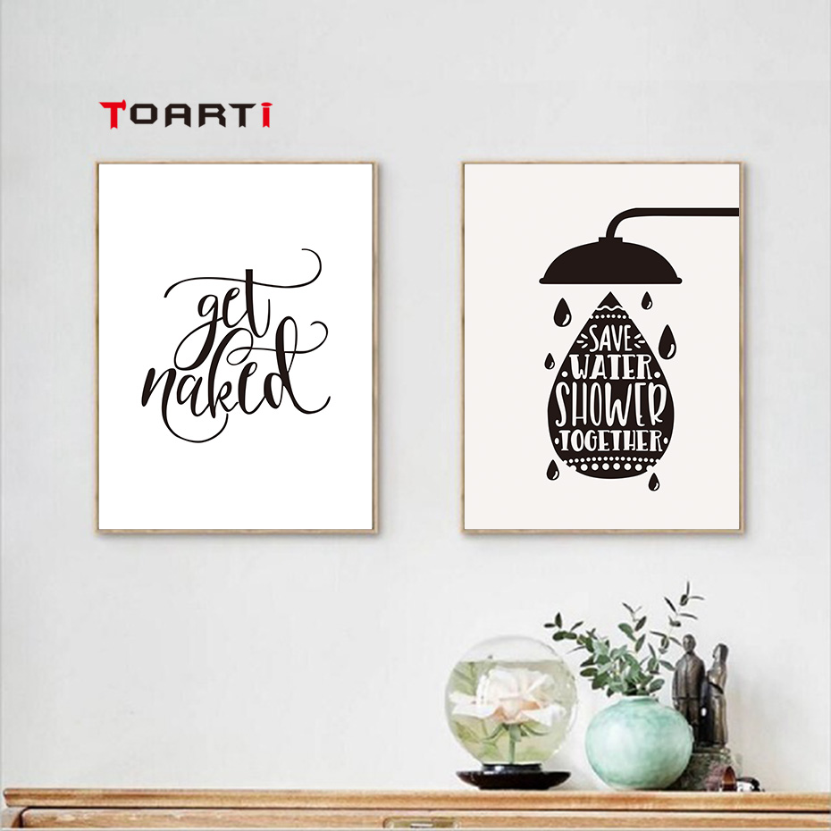 Washroom Quotes Wall Art Minimalist Blackampwhite Prints Canvas Painting Nordic Vintage Poster Bathroom Pictures - 3