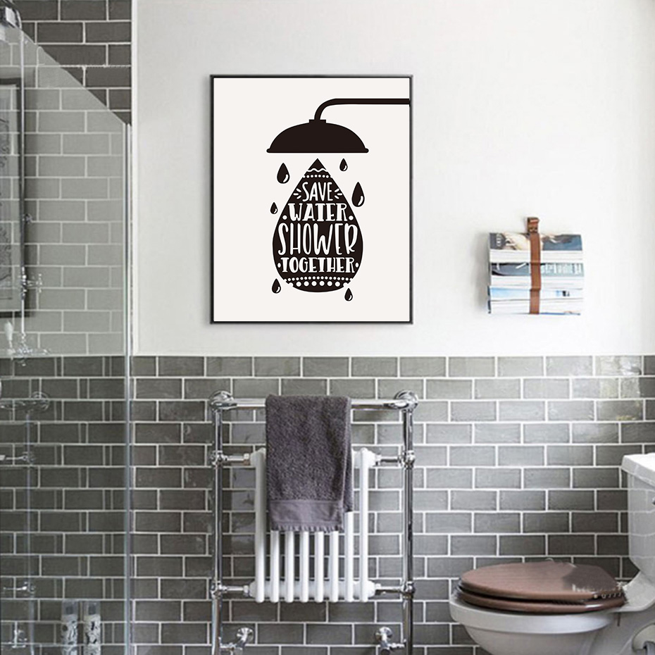 Washroom Quotes Wall Art Minimalist Blackampwhite Prints Canvas Painting Nordic Vintage Poster Bathroom Pictures - 4
