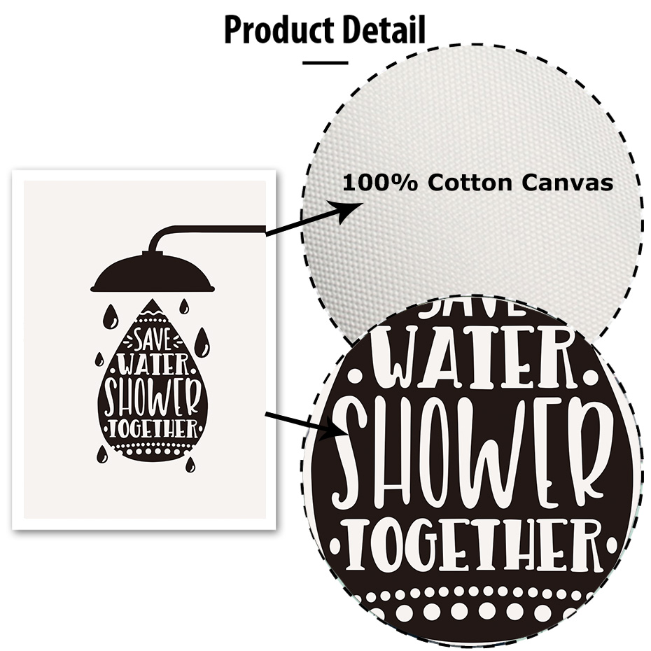 Washroom Quotes Wall Art Minimalist Blackampwhite Prints Canvas Painting Nordic Vintage Poster Bathroom Pictures - 5