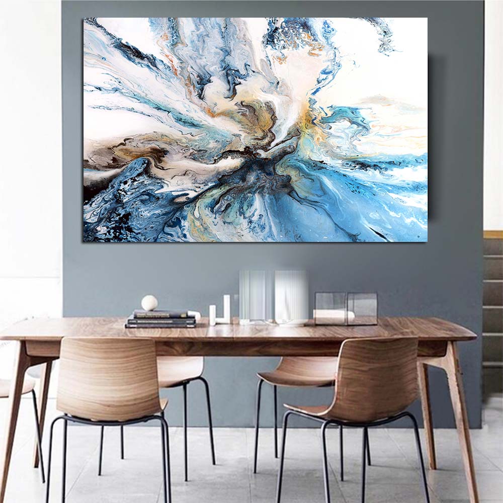 Wangart Modern Abstract Ocean Landscape Oil Painting Poster Large Colorful Canvas Wall Art For Living Room Unframed - 1