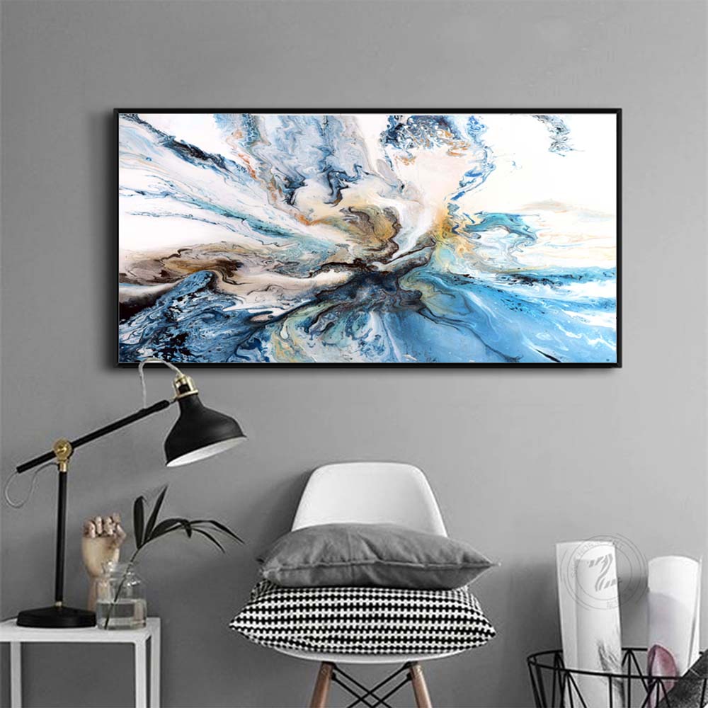 Wangart Modern Abstract Ocean Landscape Oil Painting Poster Large Colorful Canvas Wall Art For Living Room Unframed - 2