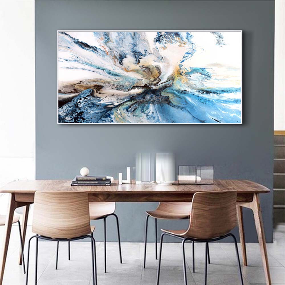 Wangart Modern Abstract Ocean Landscape Oil Painting Poster Large Colorful Canvas Wall Art For Living Room Unframed - 3