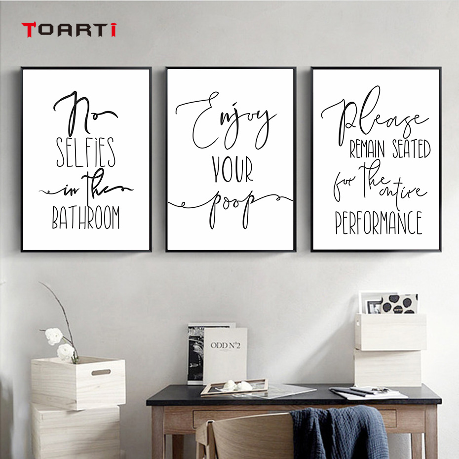 Funny Quotes Calligraphy Wall Art Modern Pictures Line Drawing Vintage Posters Nordic Prints Bathroom Decoration Canvas Painting - 2