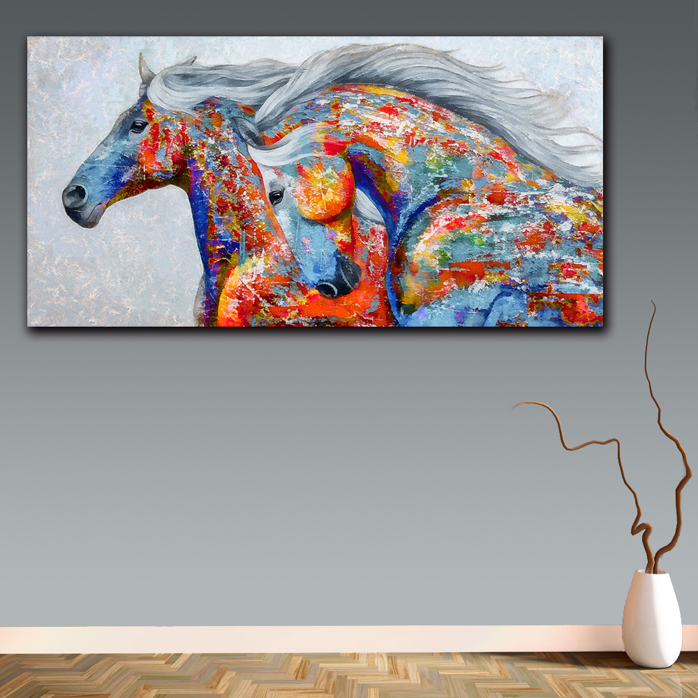 Wxkoil Wall Pictures Color Horses Home On Canvas Modern Art Print Poster Painting - 2
