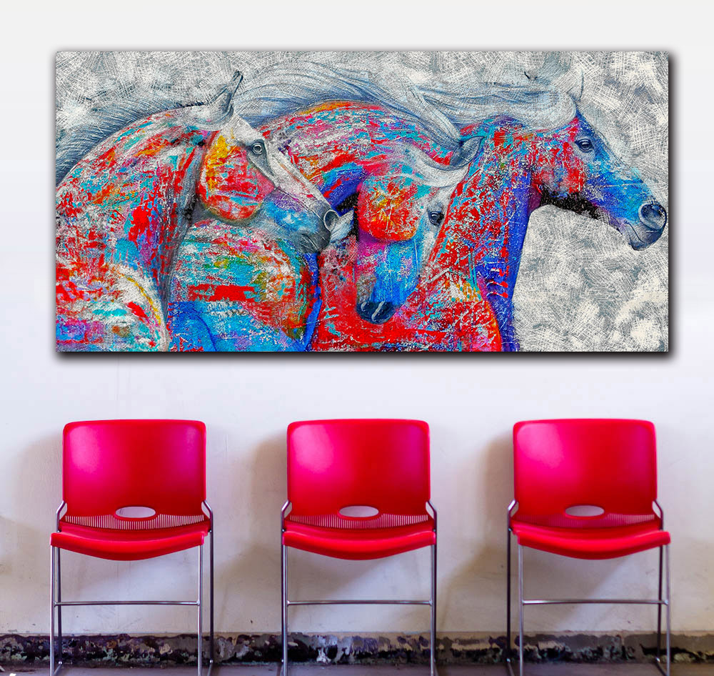 Wxkoil Wall Pictures Color Horses Home On Canvas Modern Art Print Poster Painting - 5