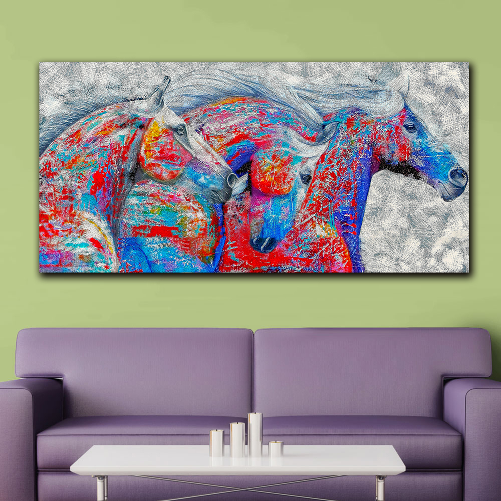 Wxkoil Wall Pictures Color Horses Home On Canvas Modern Art Print Poster Painting - 6