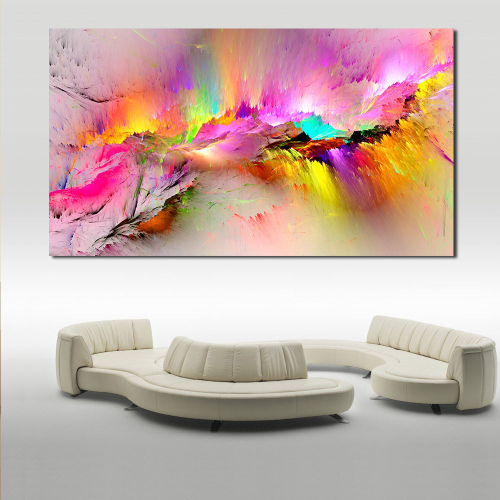 Jqhyart Oil Painting Wall Pictures Living Room Home Abstract Clouds Colorful Canvas Art No Frame - 6