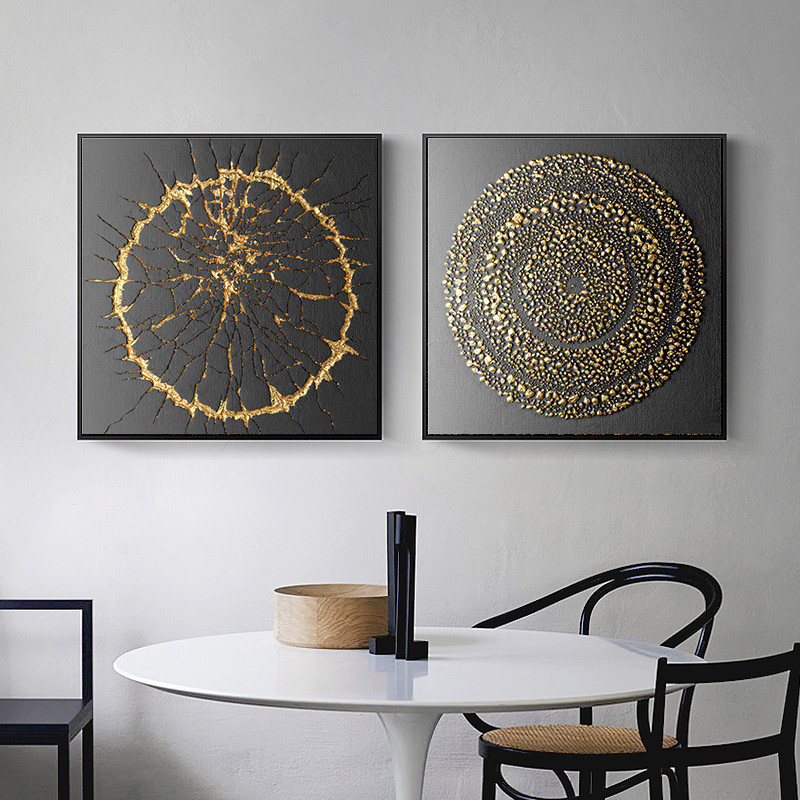 Classical Gold Abstract Print Home Wall Art Poster Living Room Picture Retro Vintage Minimalist Painting - 3