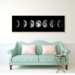 Minimalist Moon Phases Canvas Painting Black And White Art Poster Graphic Large Wall Picture Living Room Home Unframed