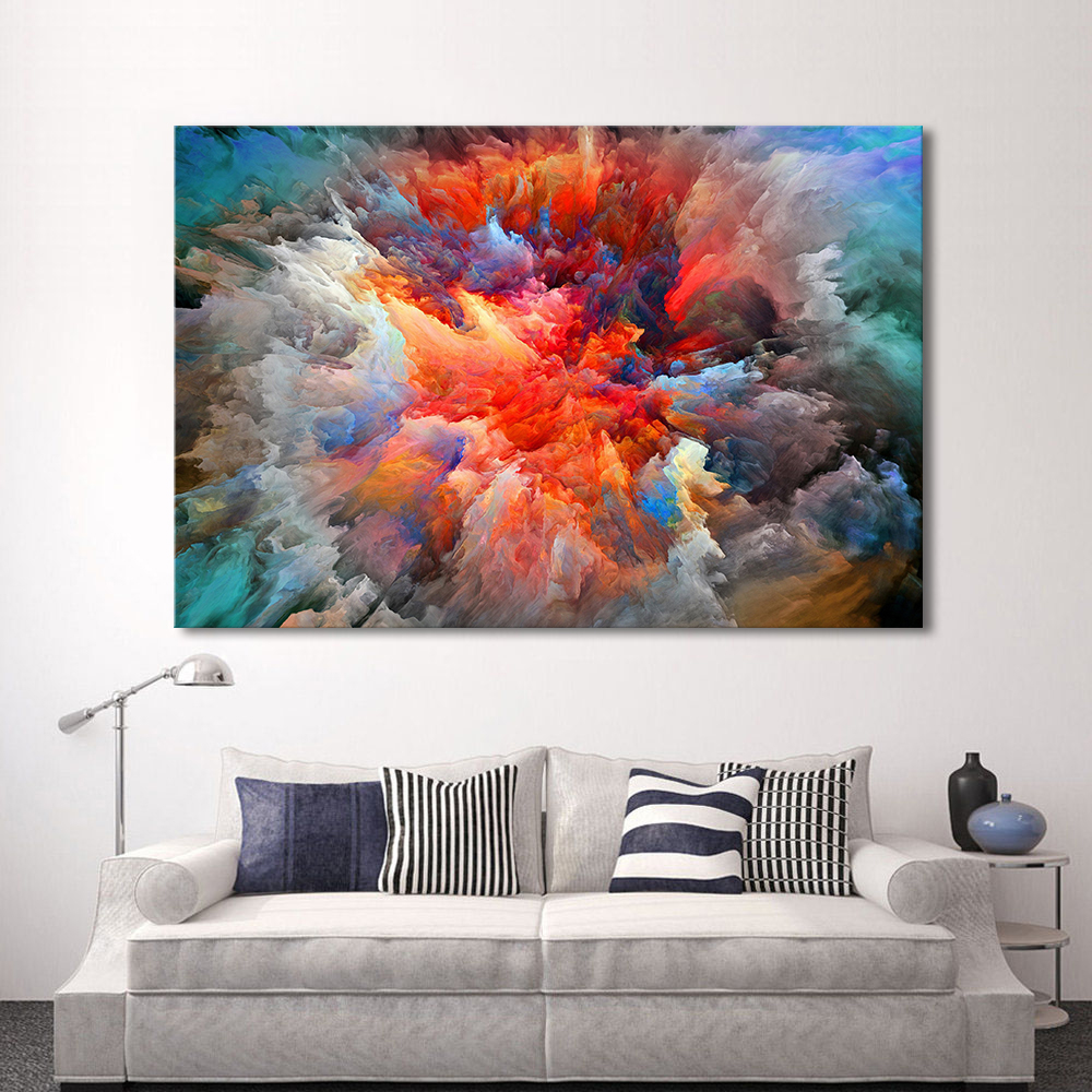 Hdartisan Modern Abstract Canvas Art Painting Colorful Clouds Wall Pictures Living Room Home Frameless - 3