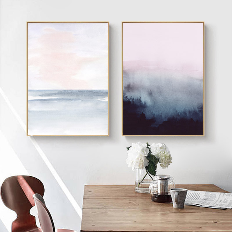 Watercolor Forest Abstract Canvas Poster Nordic Landscape Wall Art Print Painting Decoration Picture Scandinavian Home - 3