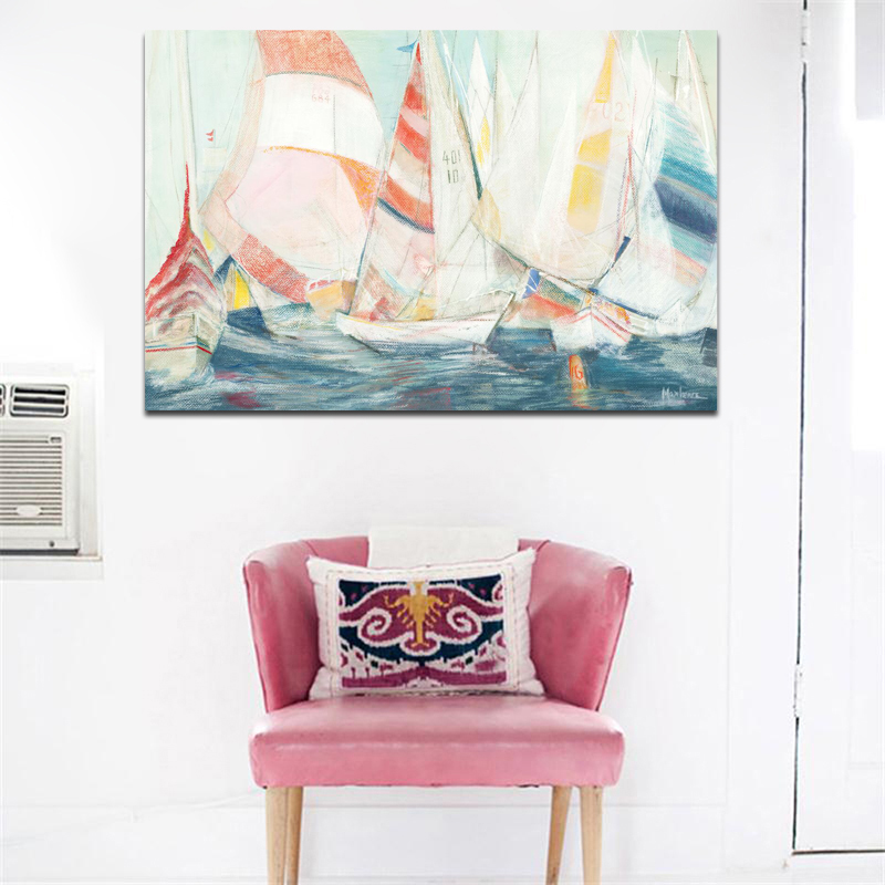 Modern Abstract Art Posters And Prints Wall Canvas Painting Watercolor Sailboat Decorative Pictures Living Room No Frame - 2