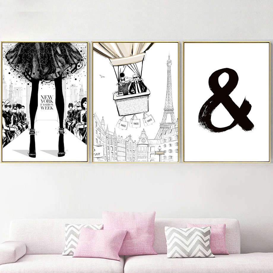 Model Tower Wall Art Canvas Painting Watercolor Nordic Posters And Prints Pictures Living Room - 2