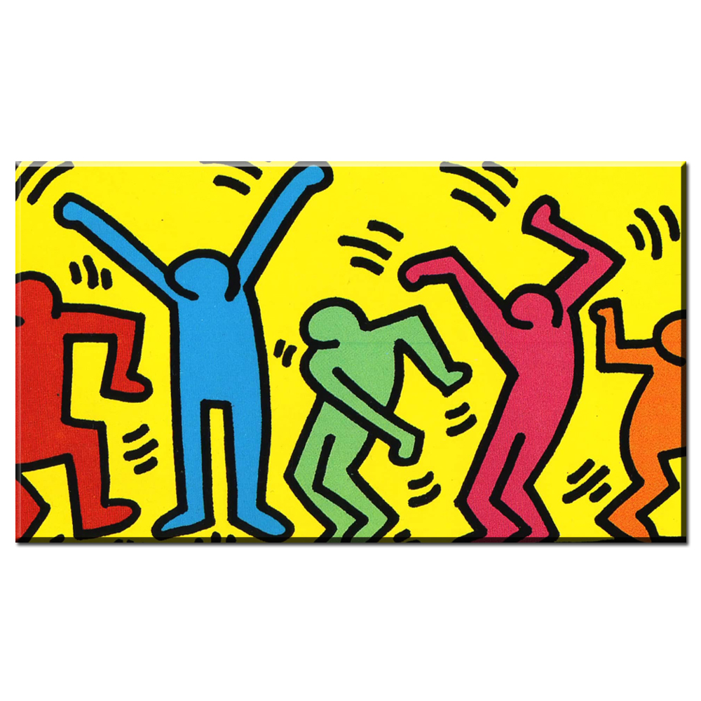 Colorful Decorative Canvas Art Keith Haring Abstract Oil Painting Home Decorations Unframed Wall - 2
