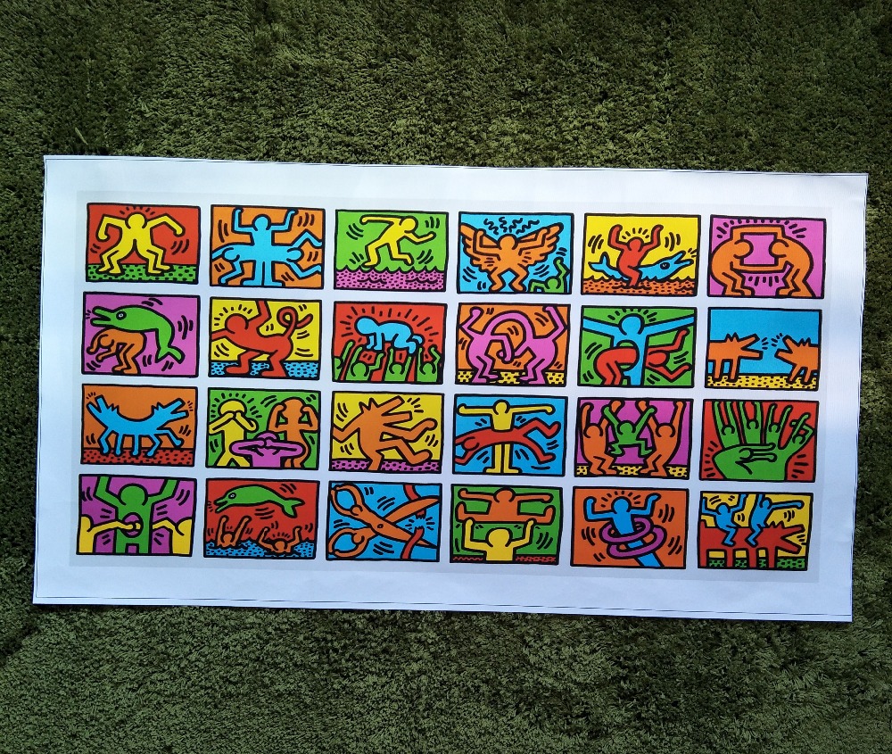 Colorful Decorative Canvas Art Keith Haring Abstract Oil Painting Home Decorations Unframed Wall - 3