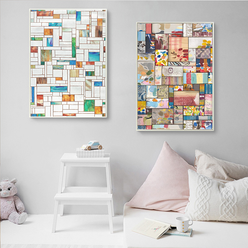 Minimalistic Abstract Colorful Canvas Painting Art Print Poster Picture Wall Bedroom Living Room Home - 2