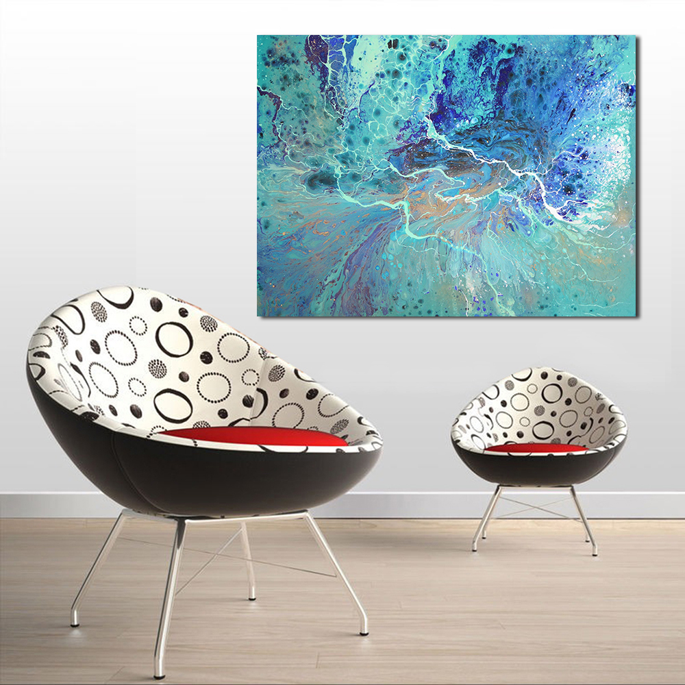 Jqhyart Colorful Ocean Abstract Poster Canvas Art Home Painting Wall Pictures Living Room Modern No Frame - 2