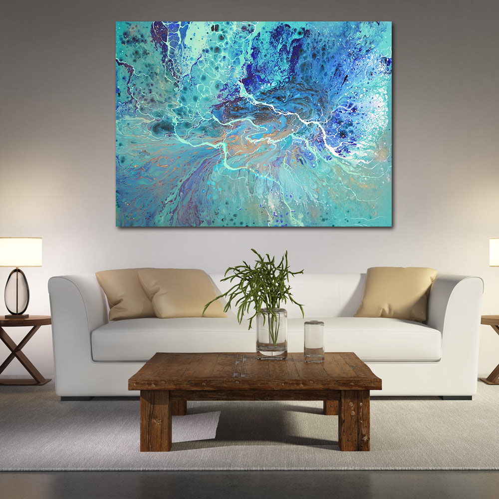 Jqhyart Colorful Ocean Abstract Poster Canvas Art Home Painting Wall Pictures Living Room Modern No Frame - 3
