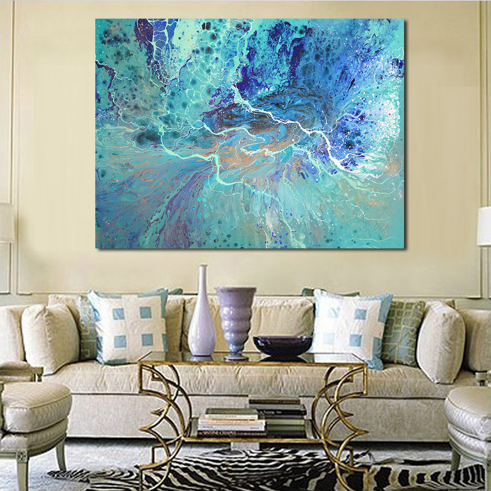Jqhyart Colorful Ocean Abstract Poster Canvas Art Home Painting Wall Pictures Living Room Modern No Frame - 4