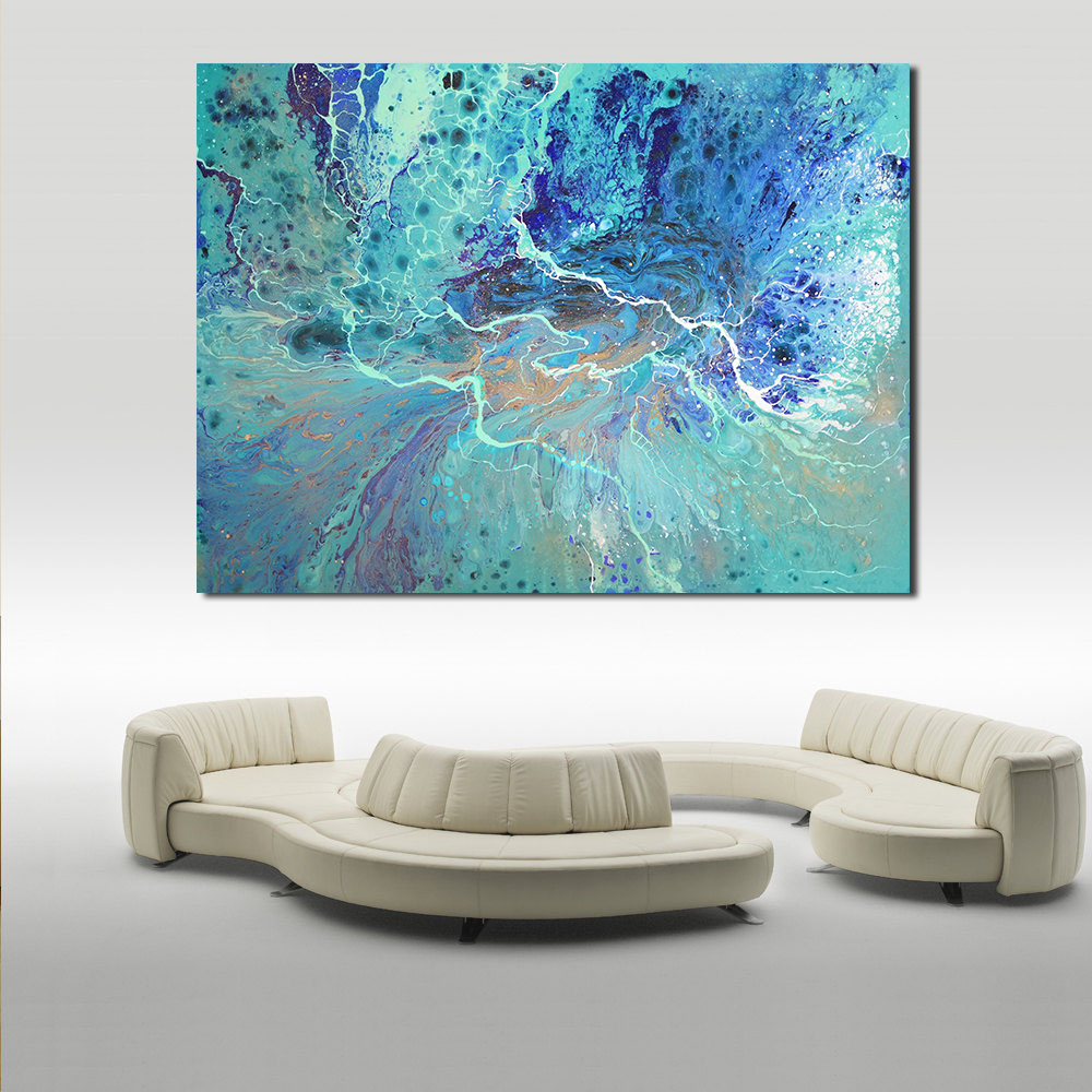 Jqhyart Colorful Ocean Abstract Poster Canvas Art Home Painting Wall Pictures Living Room Modern No Frame - 5