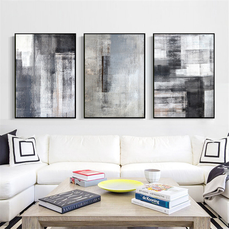 Nordic Canvas Painting Wall Art Home Abstract Black White Color Block Print Living Room Picture Poster - 2