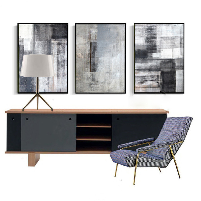 Nordic Canvas Painting Wall Art Home Abstract Black White Color Block Print Living Room Picture Poster - 3