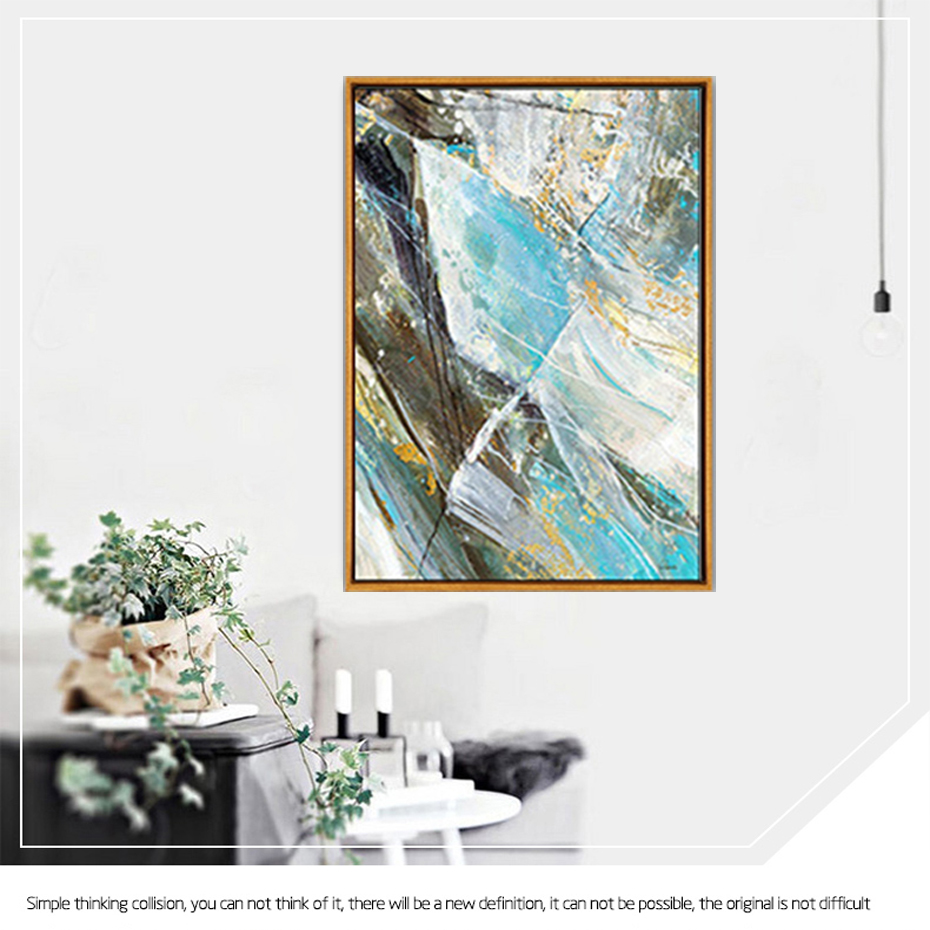 Abstract Blue Color Canvas Painting Vintage Poster Print Nordic Pop Wall Art Pictures Office Living Room Home No Frame - 4