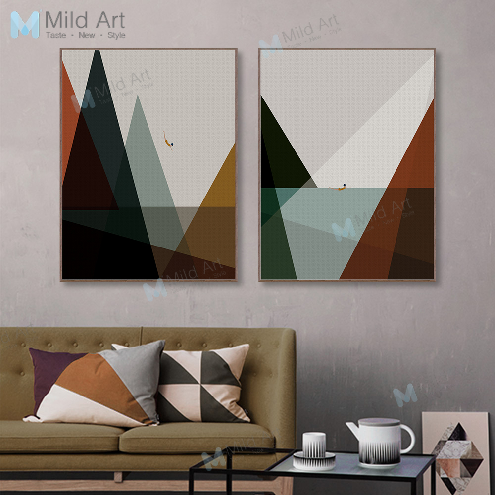 Modern Abstract Minimalist Mountain Sea Posters And Prints Vintage Retro Wall Art Picture Nordic Room Home Deco Canvas Painting - 2