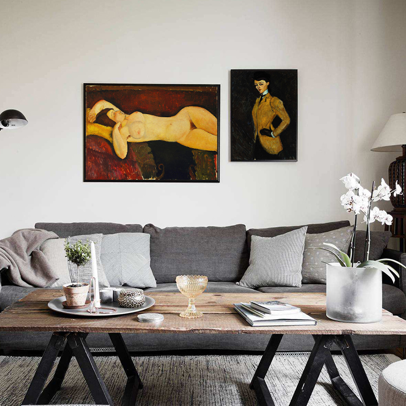 European Style Canvas Wall Art Nude Women Oil Painting Poster For Home Decor - 11