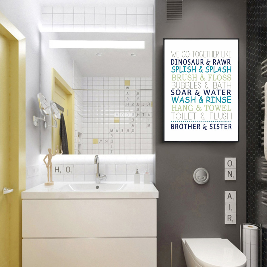 Quotes Nursery Painting Dinosaur Silhouette Wall Art Colorful Postersampprints Bathroom Home Picture - 3