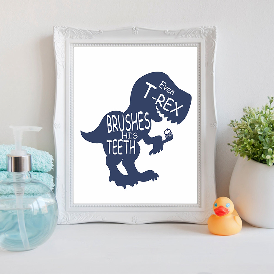 Quotes Nursery Painting Dinosaur Silhouette Wall Art Colorful Postersampprints Bathroom Home Picture - 4