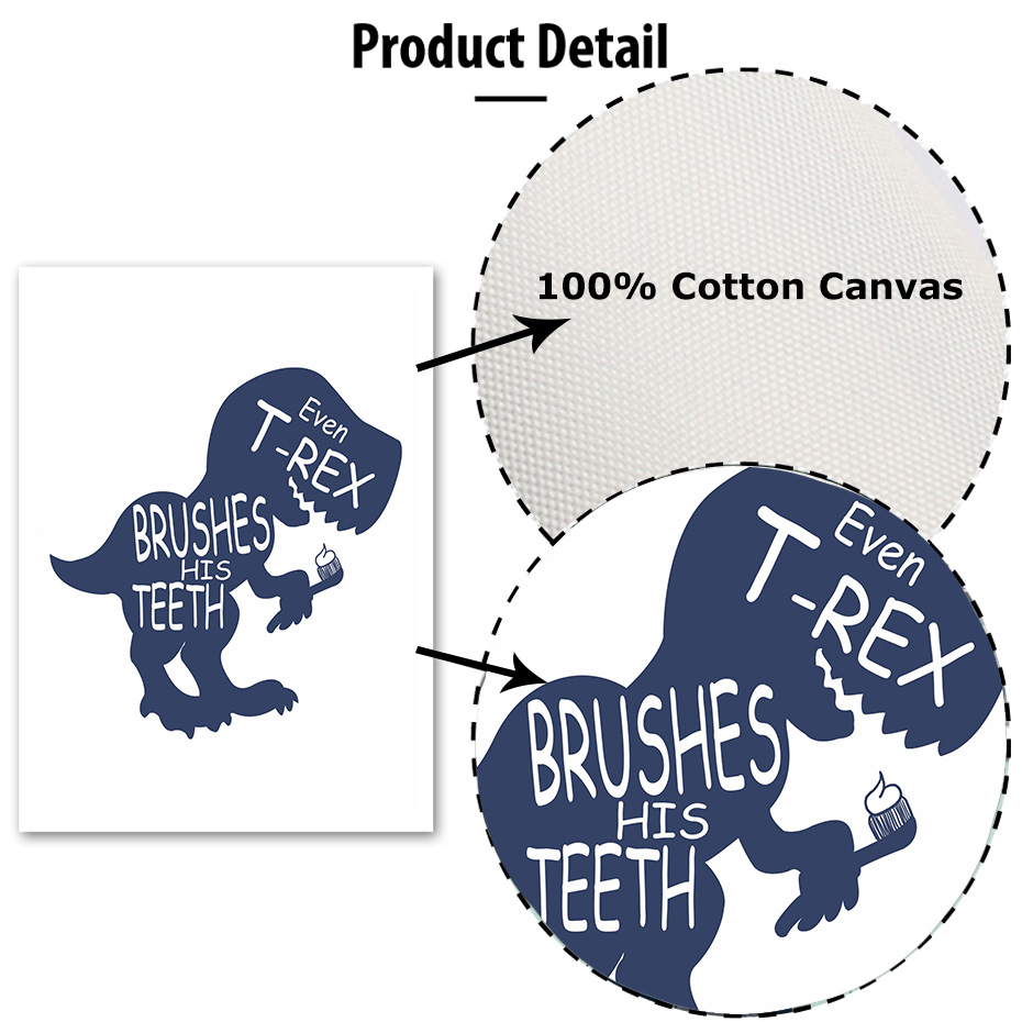 Quotes Nursery Painting Dinosaur Silhouette Wall Art Colorful Postersampprints Bathroom Home Picture - 5