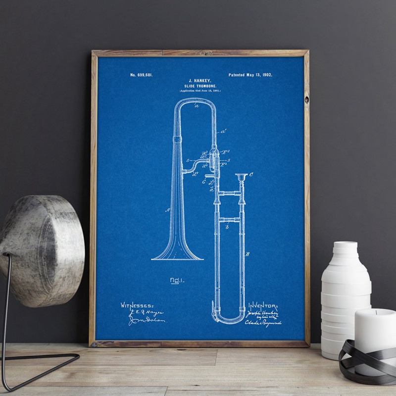 Blueprint Jazz Art Posters Music Room Vintage Canvas Painting Wall Pictures Idea Poster - 2