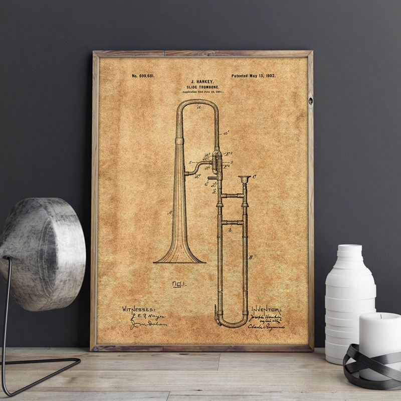 Blueprint Jazz Art Posters Music Room Vintage Canvas Painting Wall Pictures Idea Poster - 3