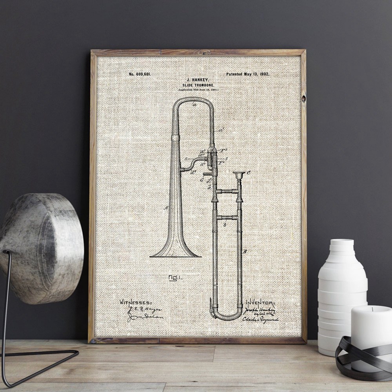 Blueprint Jazz Art Posters Music Room Vintage Canvas Painting Wall Pictures Idea Poster - 4