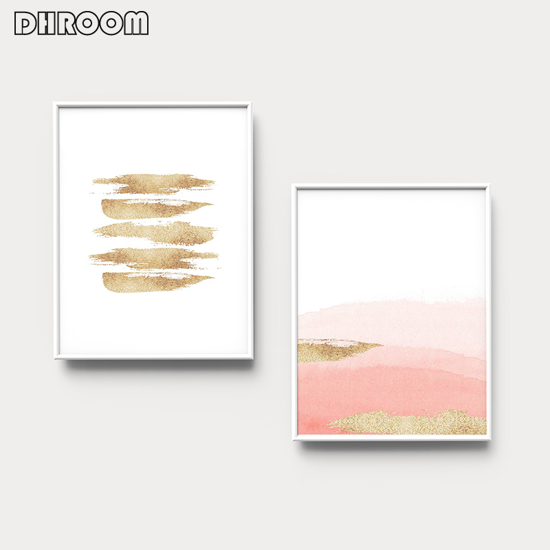 Nordic Watercolor Abstract Wall Art Poster Print Gold Canvas Painting Decoration Picture Modern Living Room - 3