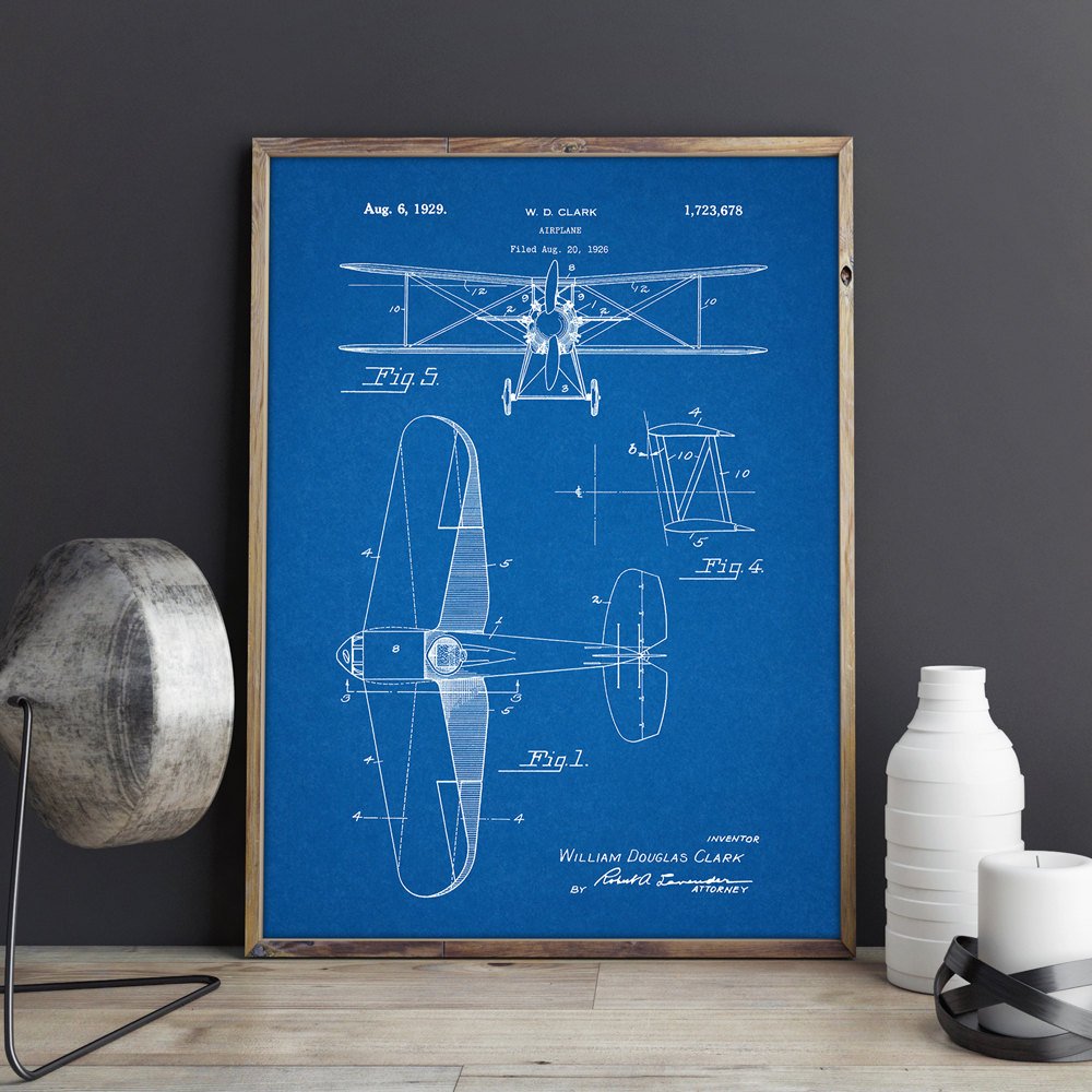 Patent Aviation Wall Art Posters Room Printblueprint Ideawall Decorations - 2