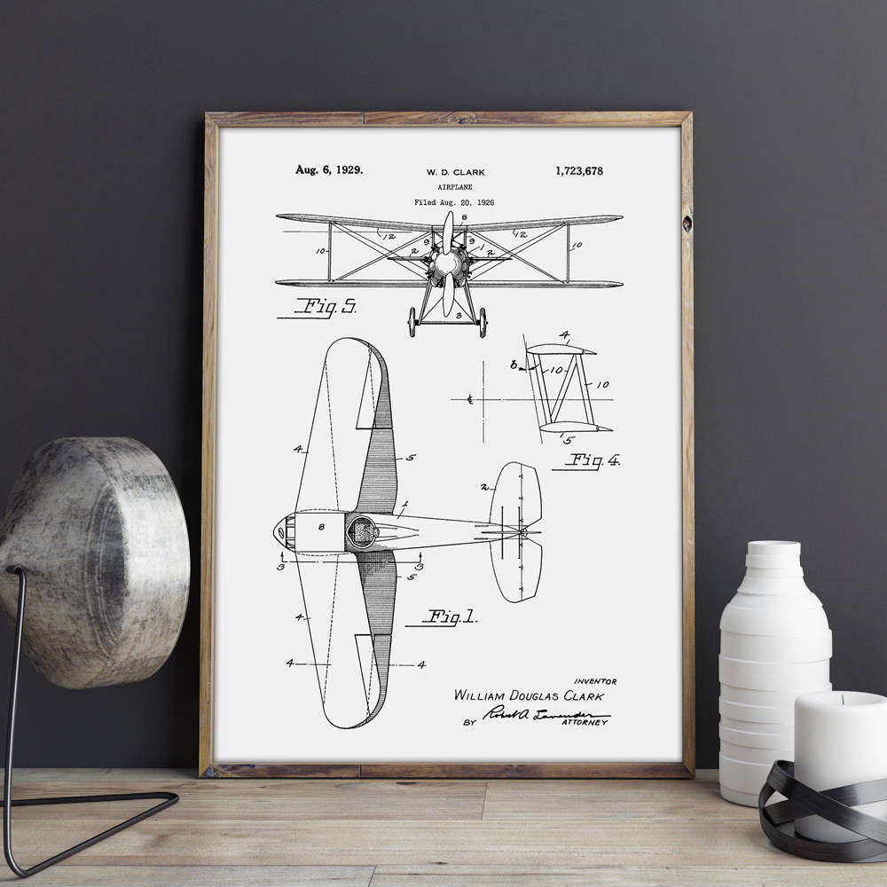Patent Aviation Wall Art Posters Room Printblueprint Ideawall Decorations - 3