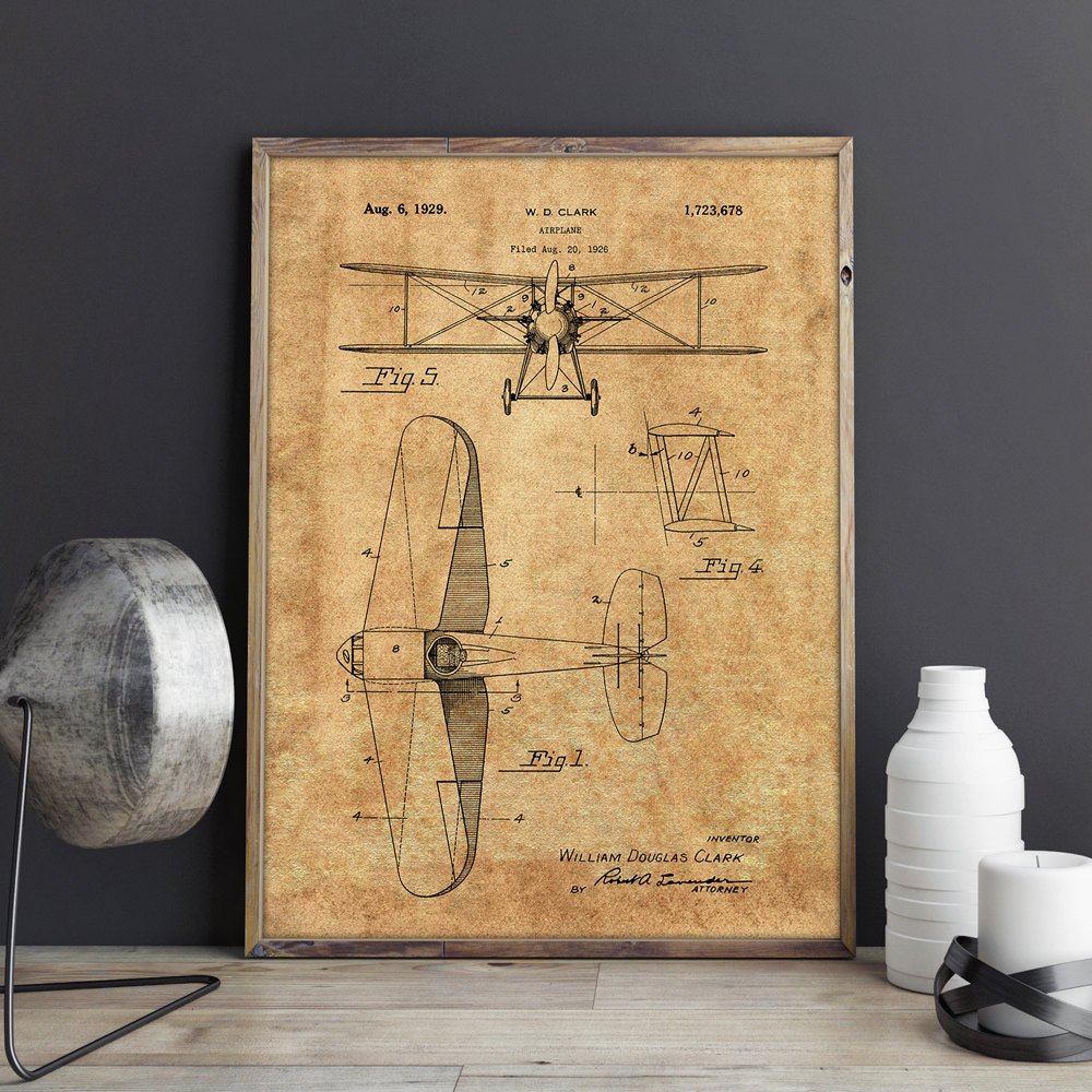 Patent Aviation Wall Art Posters Room Printblueprint Ideawall Decorations - 4