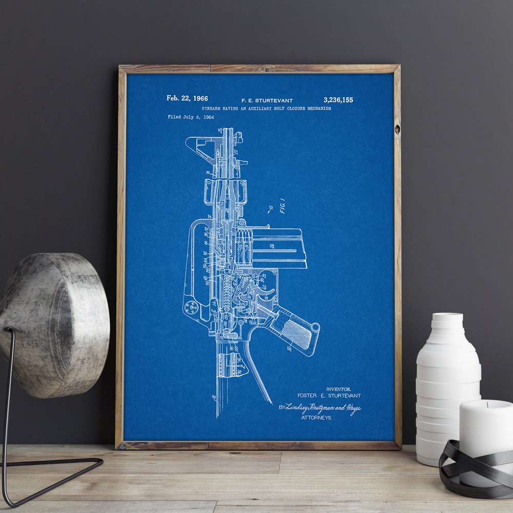 Gun Wall Rifle Posters Decorvintage Printblueprint Ideamilitary Decorations - 2