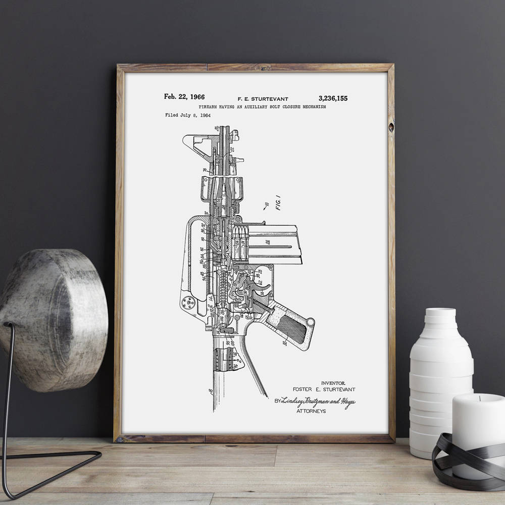 Gun Wall Rifle Posters Decorvintage Printblueprint Ideamilitary Decorations - 3