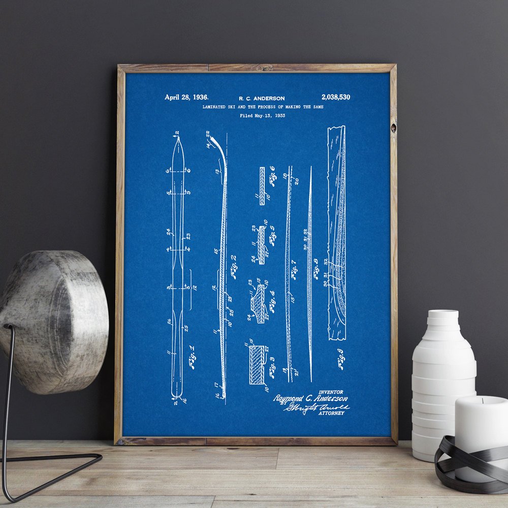 Ski Wall Art Snow Skiing Posters Decorvintage Printblueprint Ideasports Decorations - 2