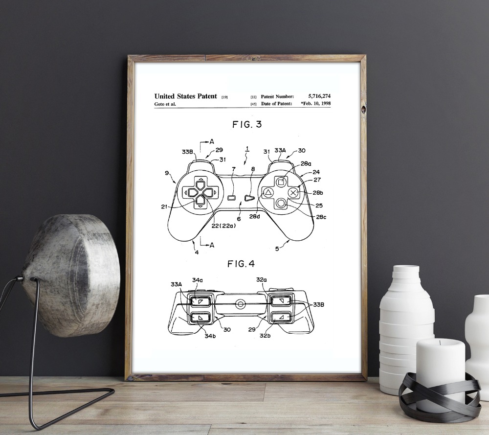 Gaming Patentgaming Wall Art Posters Room Decorvintage Printblueprint Idea Games Decorations - 2