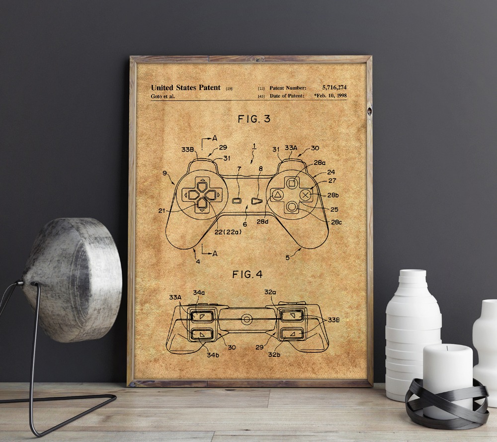 Gaming Patentgaming Wall Art Posters Room Decorvintage Printblueprint Idea Games Decorations - 3