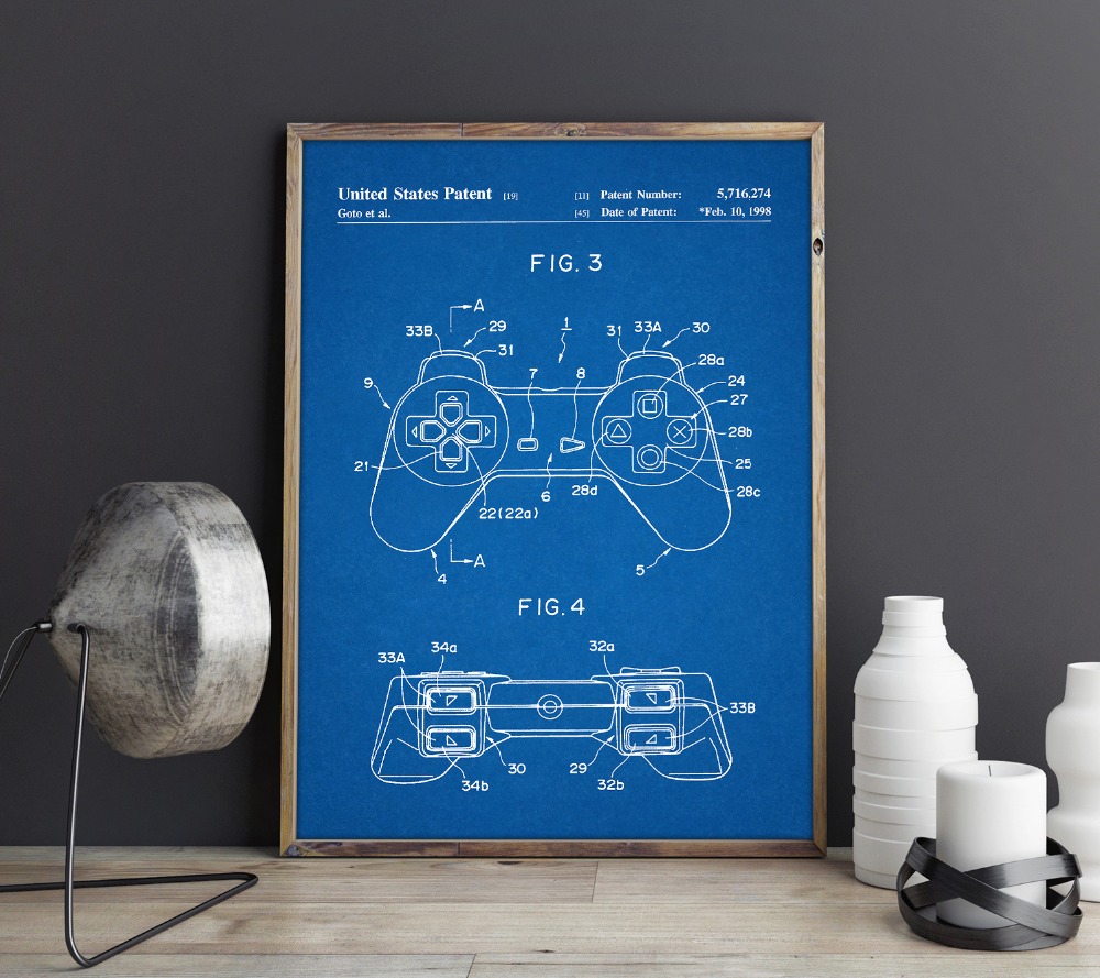 Gaming Patentgaming Wall Art Posters Room Decorvintage Printblueprint Idea Games Decorations - 4