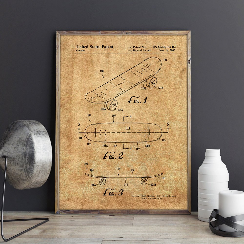 Kick Skateboard Patent Wall Art Posters Room Decorvintage Printblueprint Idea Sports Decorations - 4