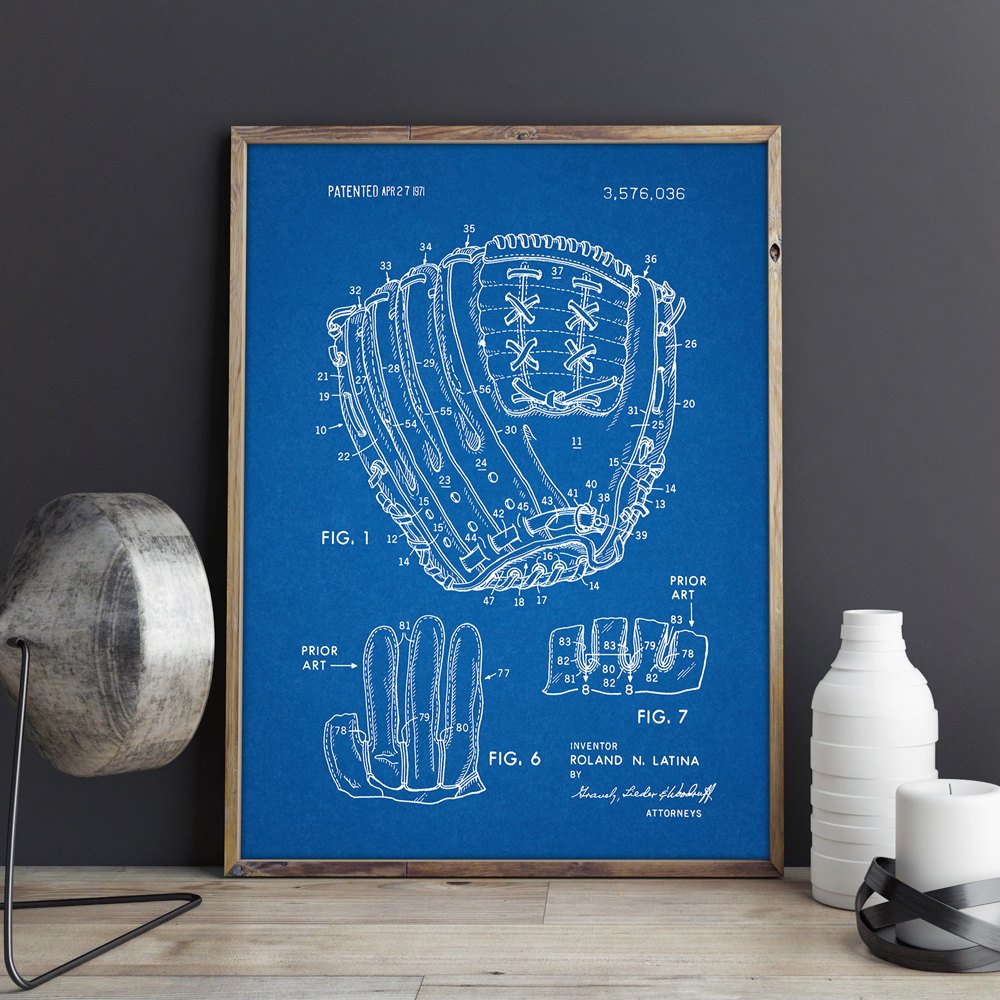 Baseball Patent Wall Art Posters Room Decorvintage Printblueprint Idea Sports Decorations - 2