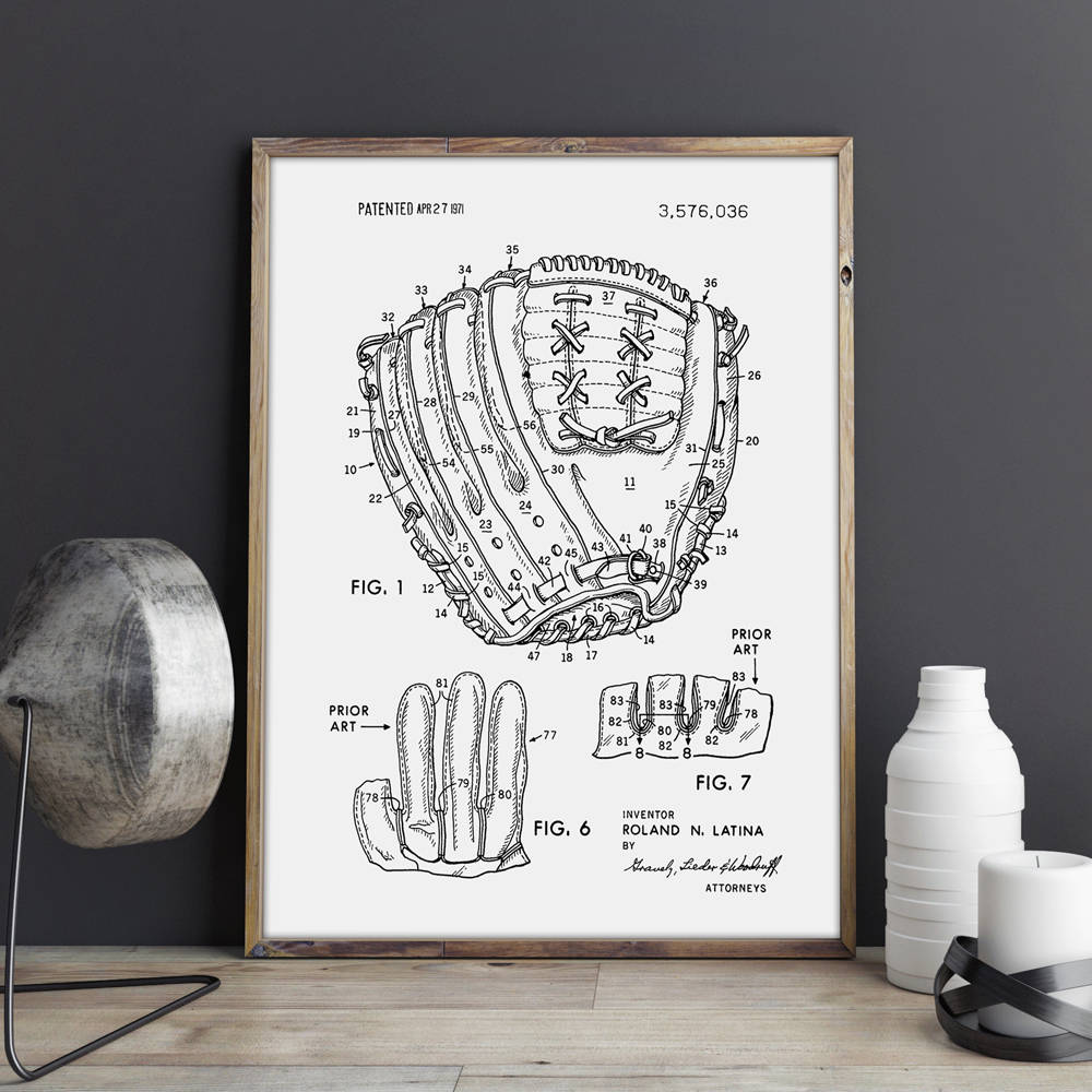 Baseball Patent Wall Art Posters Room Decorvintage Printblueprint Idea Sports Decorations - 3
