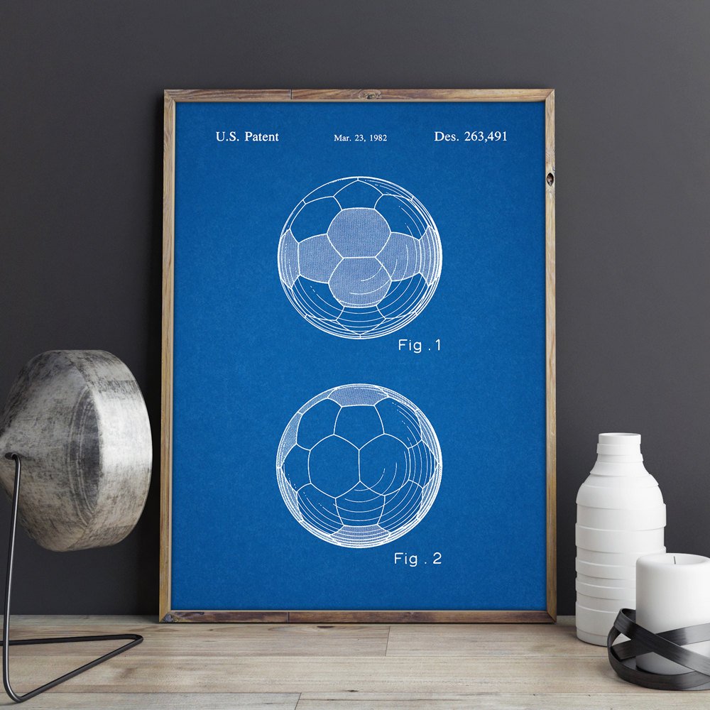 Soccer Ball Wall Artwork Posters Room Decorvintage Printblueprint Idea Sports Decorations - 2